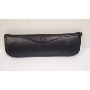 Dopp Harness Cowhide Leather Tie Case Black Zip Around Travel  5 Ties Vintage